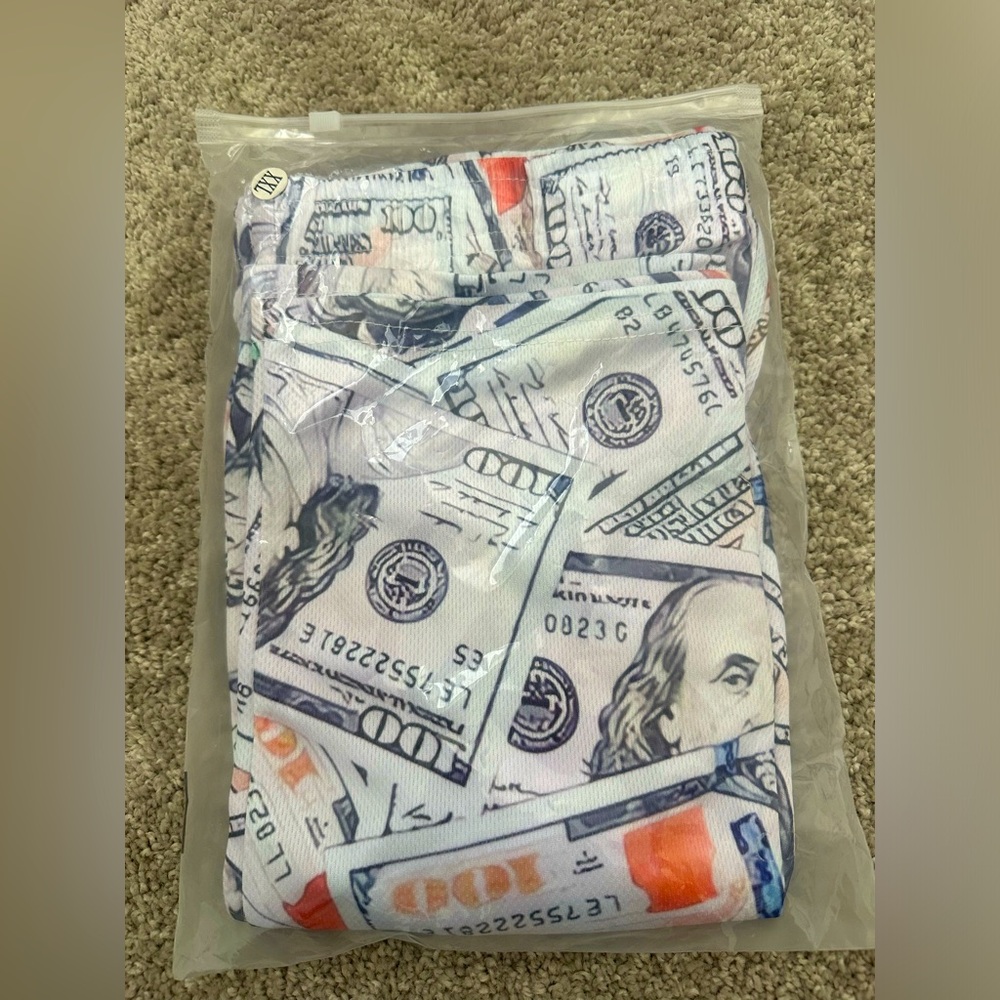 $100 Bill XXL Shorts With Adjustable Band - New and Sealed